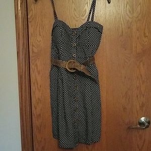 Never worn navy blue polka dot summer dress